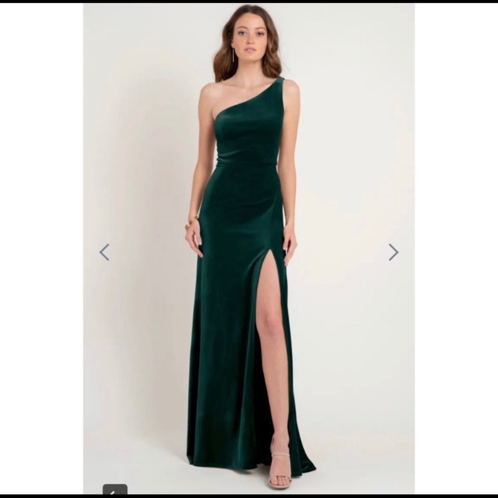 Jenny Yoo Velvet Emerald Green Cybill dress - size 6